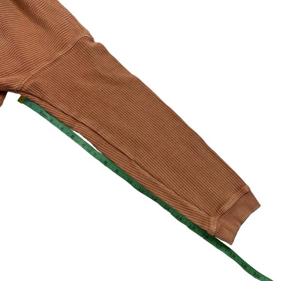 AERIE AE Ribbed Crop Hoodie in Buff Orange Size Medium Womens Relaxed Drawstring - Picture 10 of 10